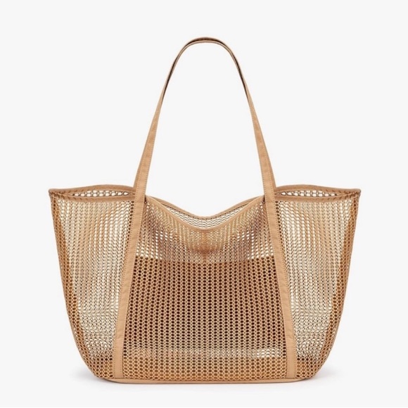 Beachbody Handbags - NEW Tan Mesh Tote Bag